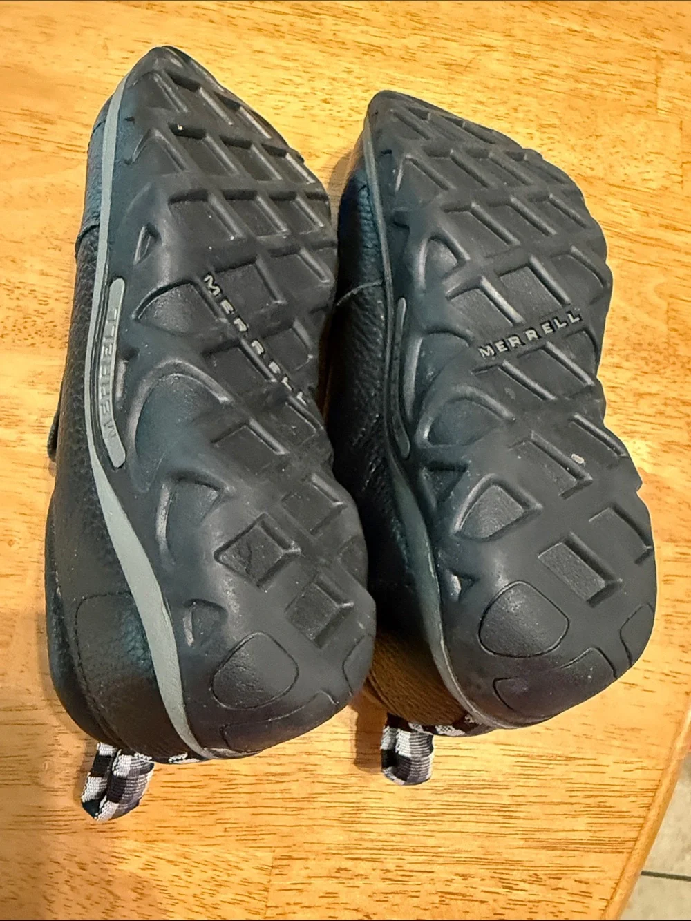 Merrell Black Pebbled Leather Kids Slip-On Loafers
